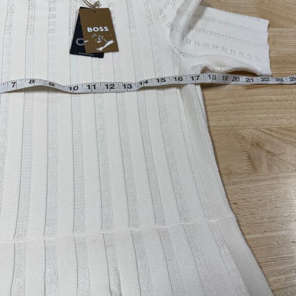 Boss Hugo Boss NWT C Feli Pointelle Fit and Flare Sweater Dress White Size XXL - Picture 6 of 12